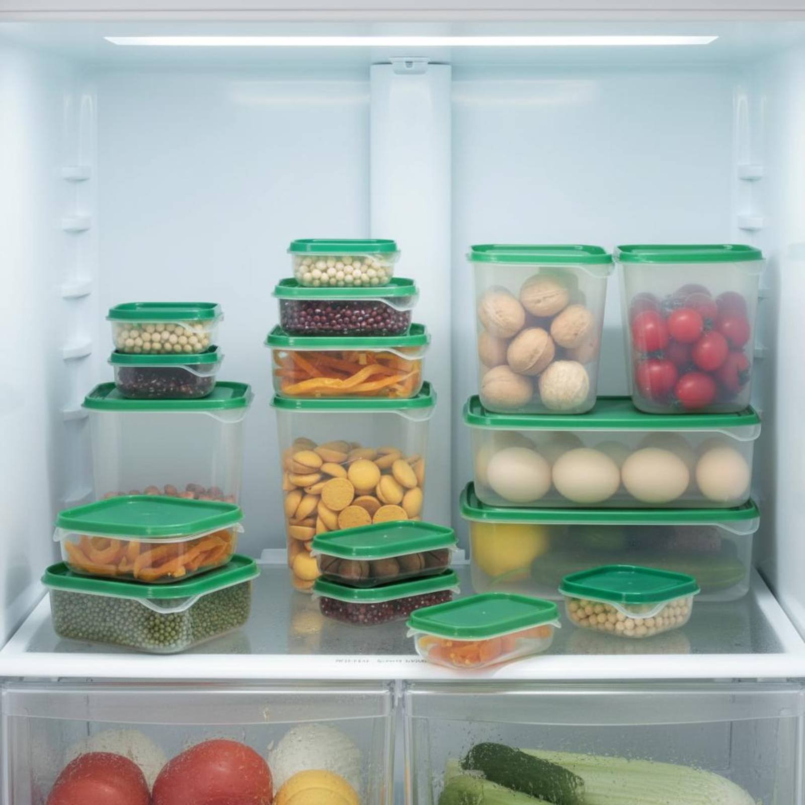 Food Storage Plastic Boxes - Juego de 17 Recipientes para Refrigerador,