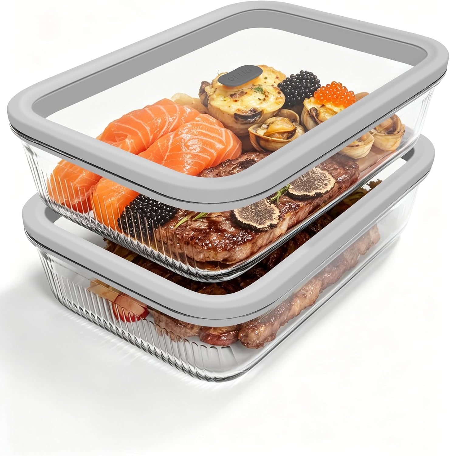 Glass Meal Prep Container - Paquete de 2 Recipientes de Vidrio