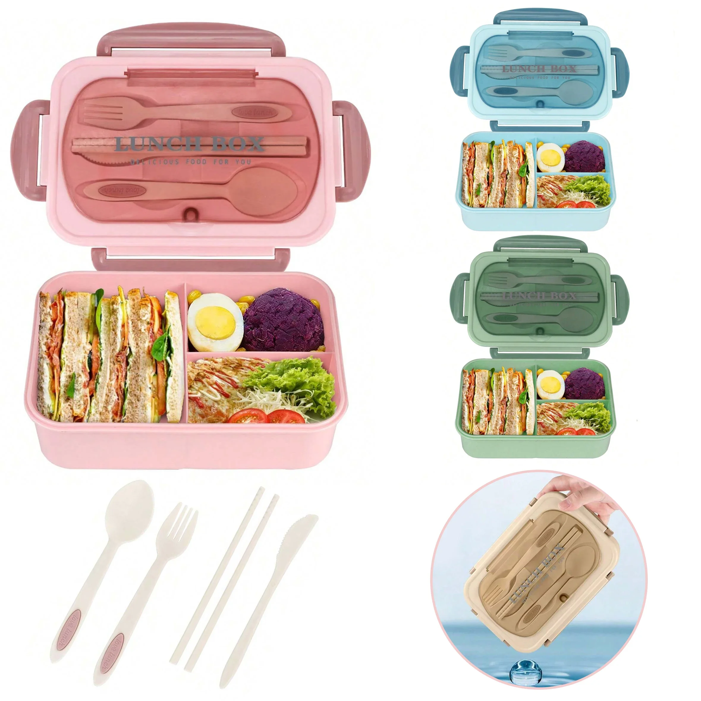 Glass Meal Prep Container - Fiambrera Bento Box para adultos, contenedores