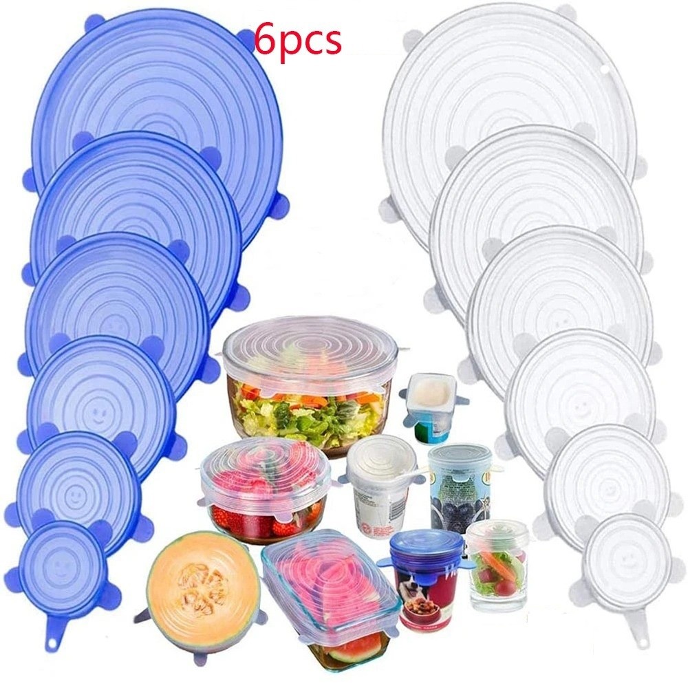 Silicone Stretch Lid - 6 tapas de silicona elásticas reutilizables