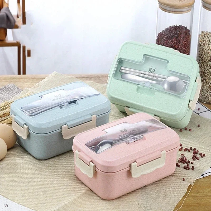 Glass Meal Prep Container - Fiambrera portátil de paja de trigo