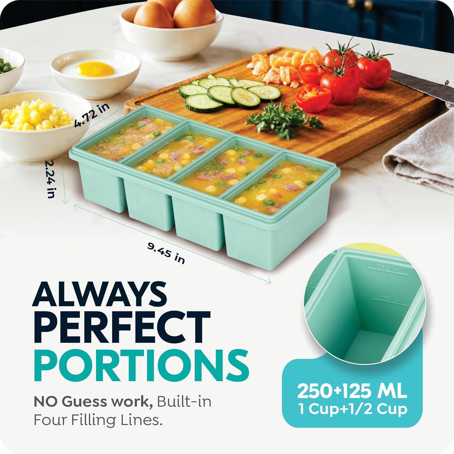 Molde de silicona de 250ml/500 - Food Storage Containers Xl reseña y precio