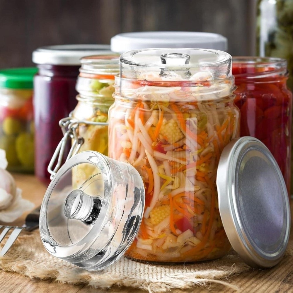Pesas de vidrio con asa, tapas - Mason Jar Wide Mouth reseña y precio