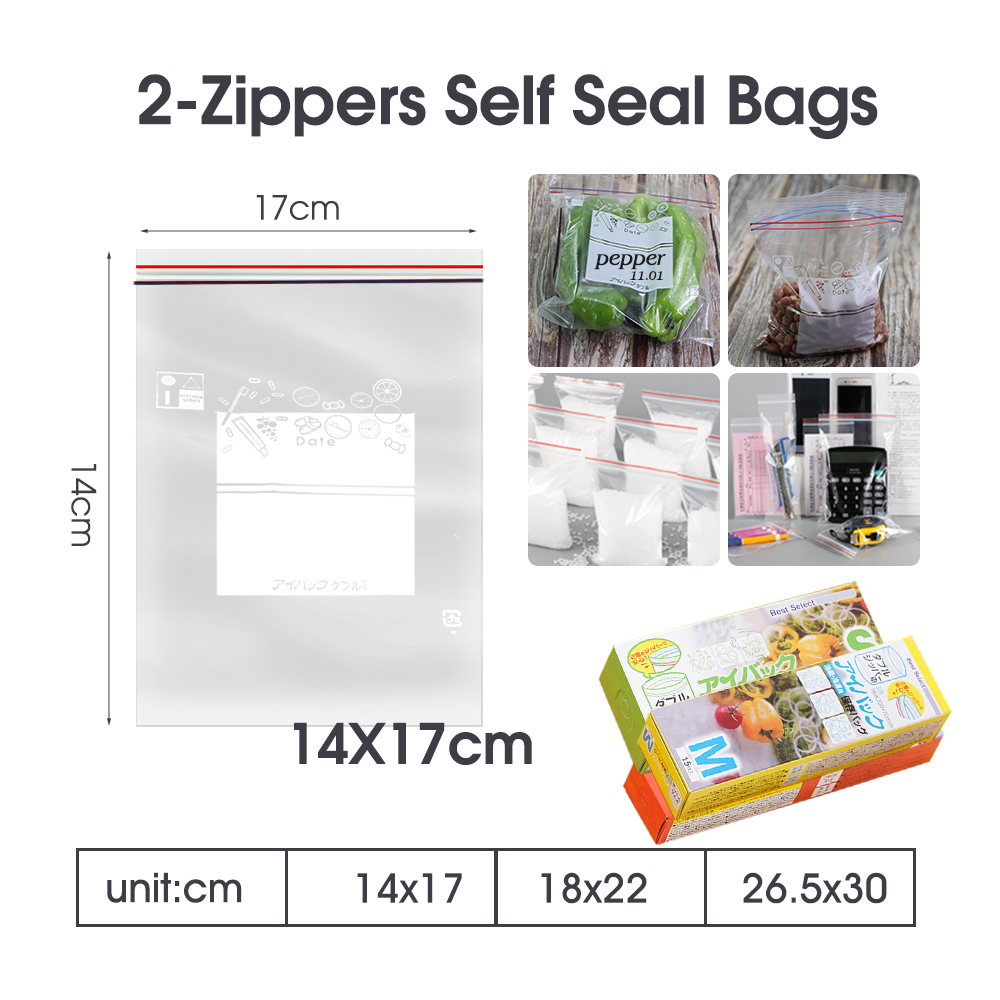 Bolsas con cierre de doble cre - Food Storage Bags Zip Lock Pouch reseña y precio