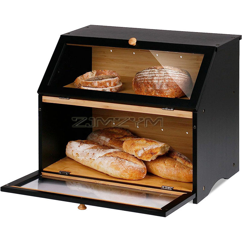 Caja de pan de madera de gran  - Food Storage Containers Xl reseña y precio