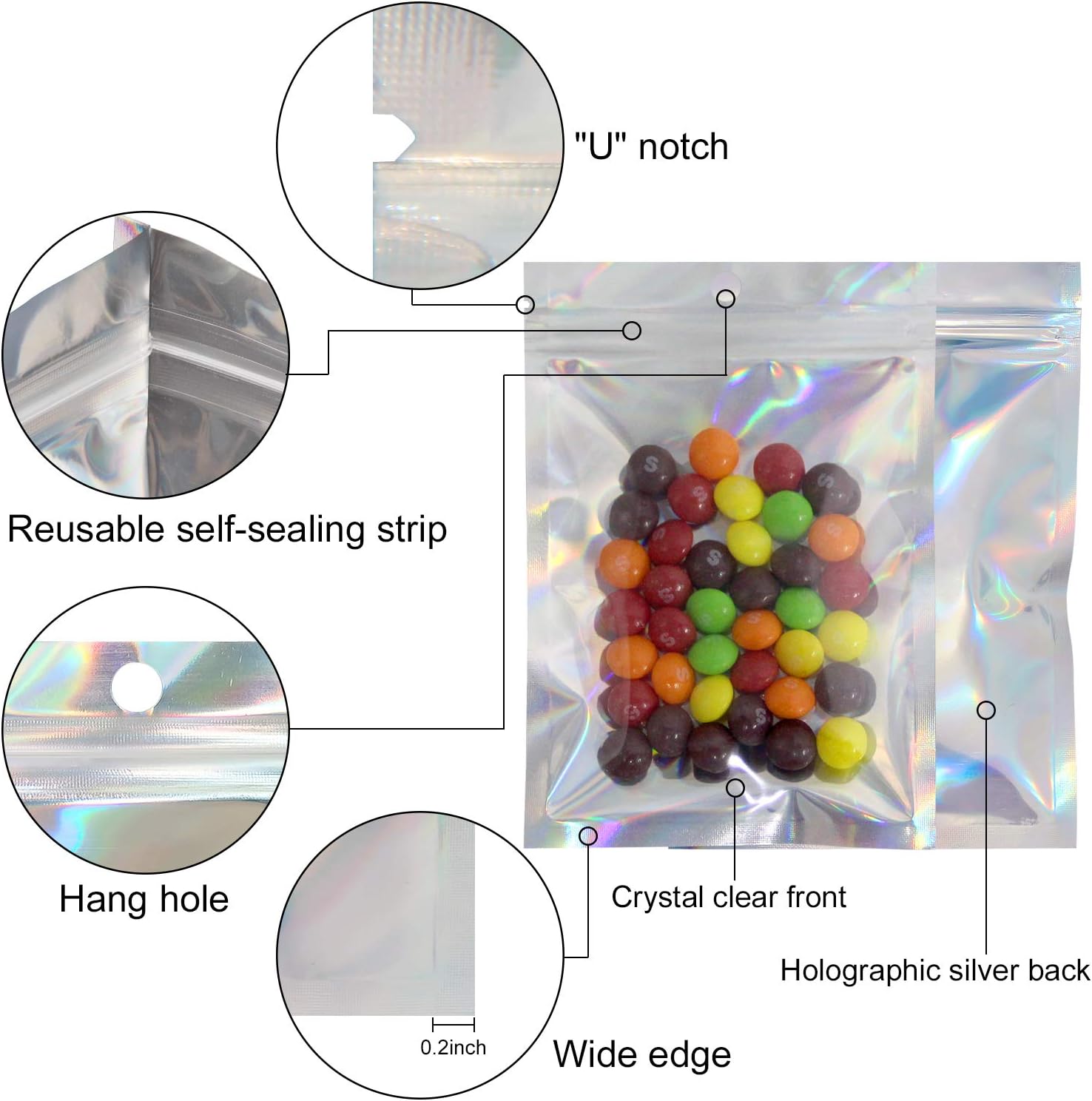 Bolsas de plástico holográfica - Food Storage Bags Zip Lock Pouch reseña y precio