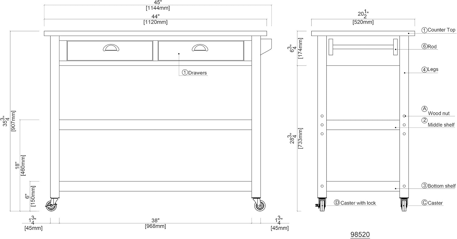 Carrito de cocina con ruedas,  - Food Storage On Wheels reseña y precio