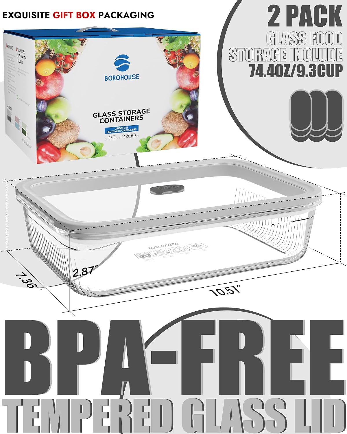Paquete de 2 Recipientes de Vi - Glass Meal Prep Container reseña y precio