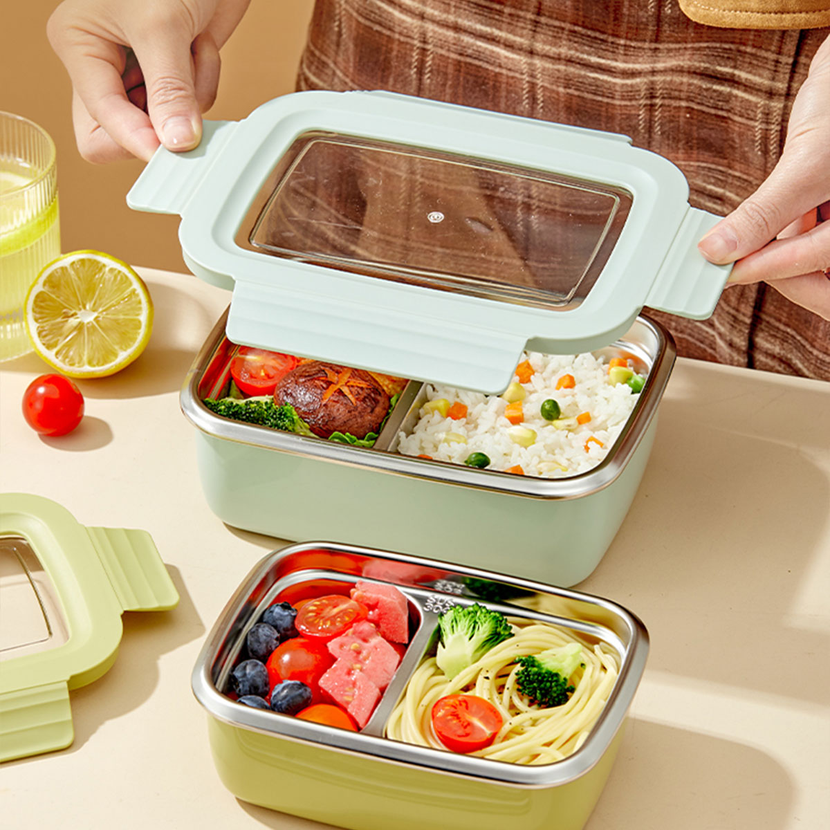 Fiambrera con compartimento de - Glass Meal Prep Container reseña y precio