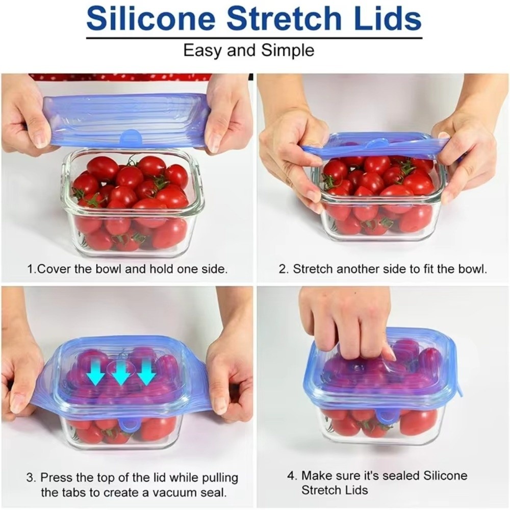 6 tapas de silicona elásticas  - Silicone Stretch Lid reseña y precio