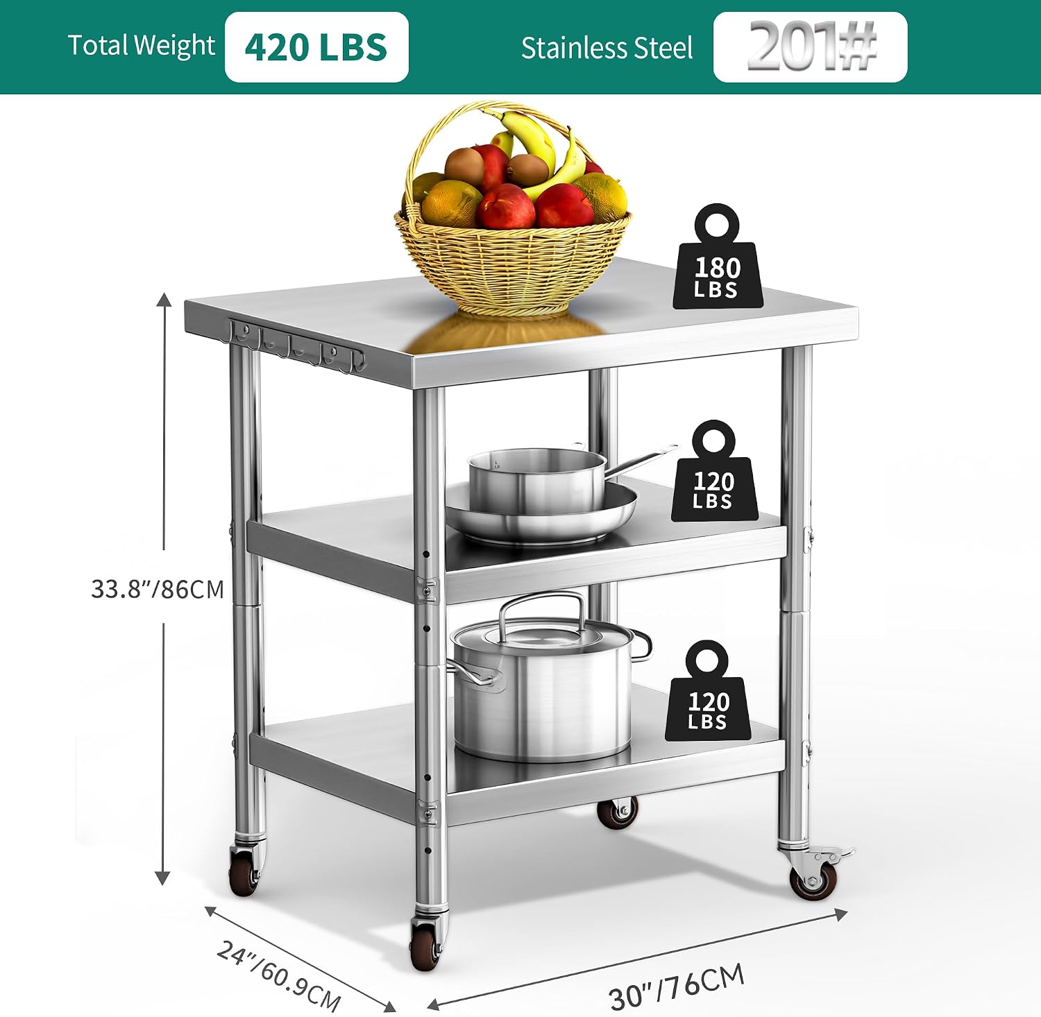 Mesa de Preparación de Aliment - Food Storage On Wheels reseña y precio