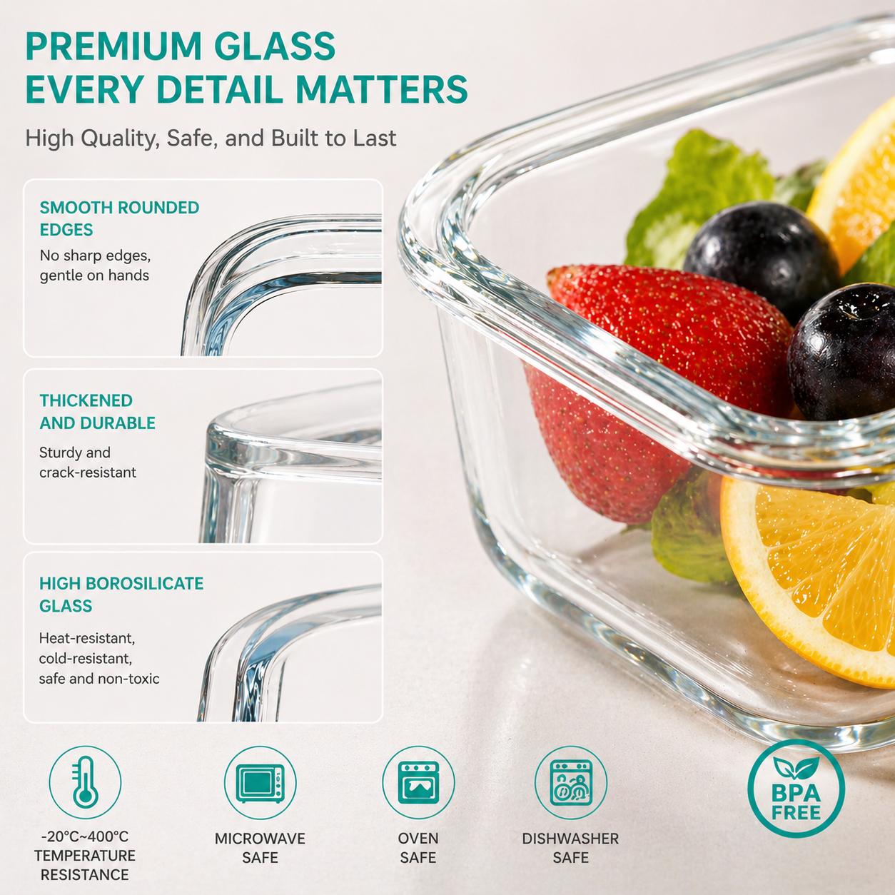 16 recipientes de vidrio sella - Glass Meal Prep Container reseña y precio