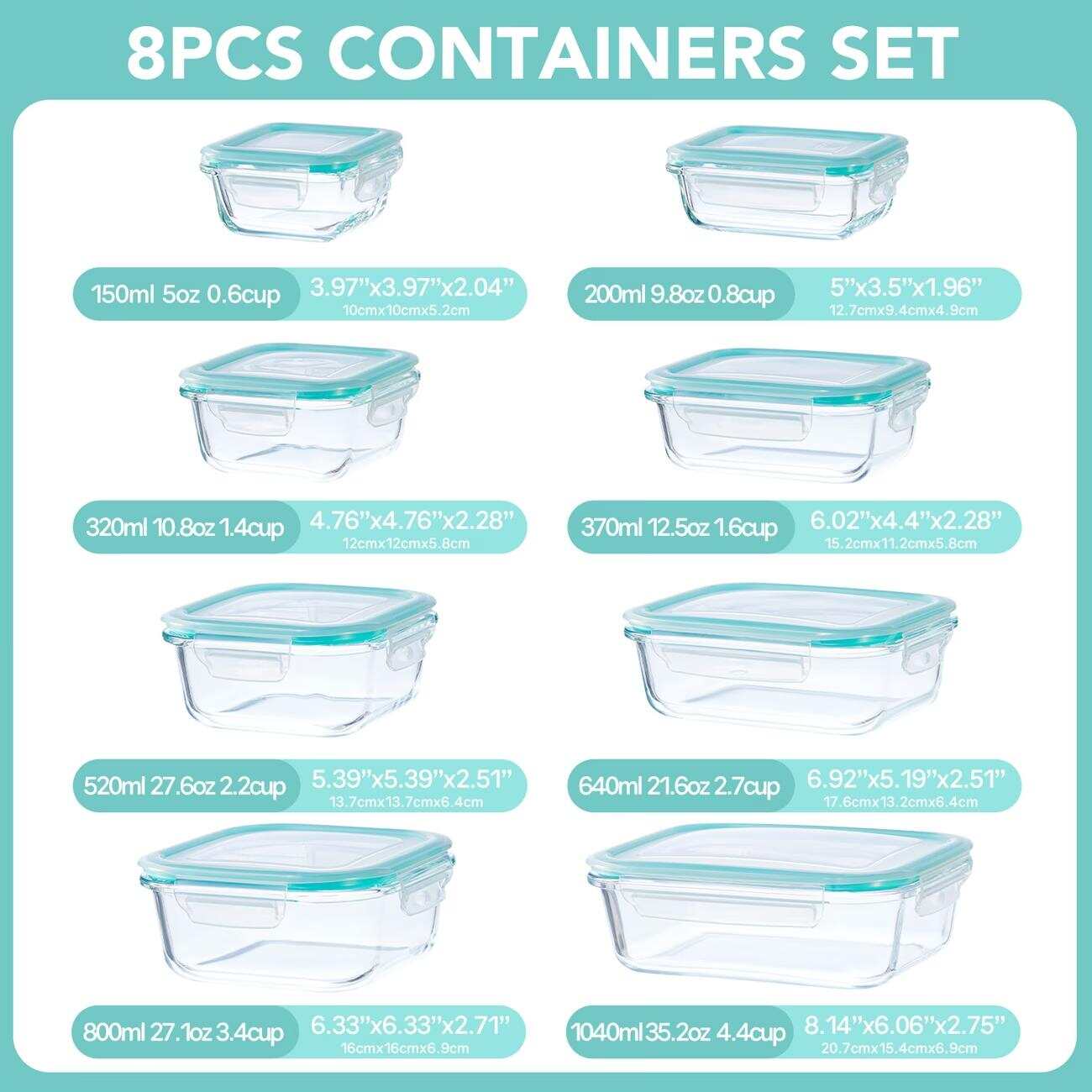 16 recipientes de vidrio sella - Glass Meal Prep Container reseña y precio